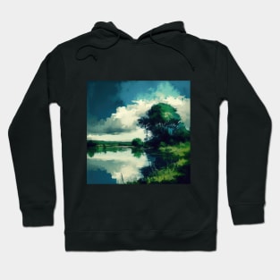 Serene Blue Lake Painting Hoodie